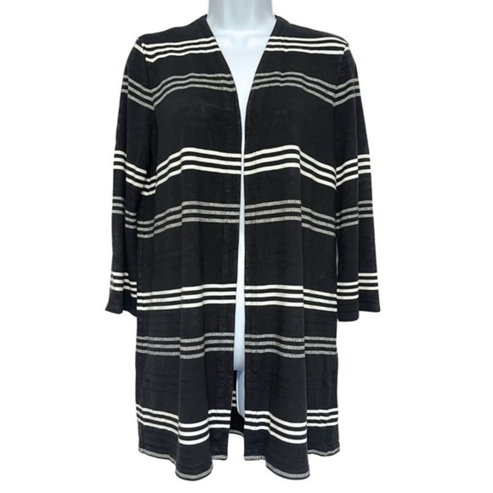 J‎ Jill Cardigan Sweater Womens S Wearever Black Stretch Jersey Knit Long Line